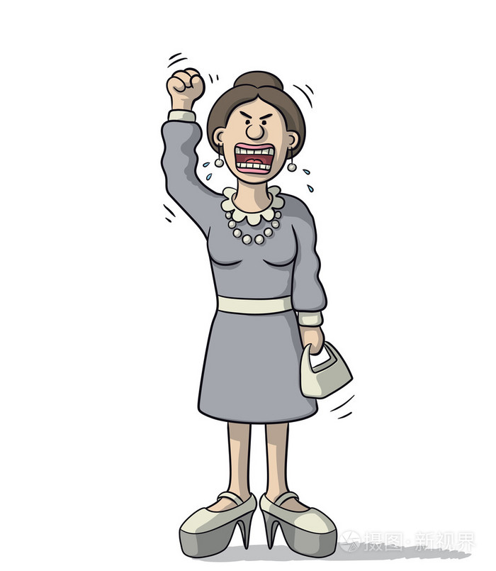 卡通女人很生气