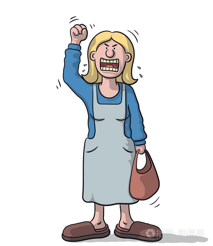 卡通女人很生气