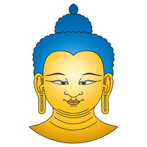 黄金色的蓝色毛佛头插画