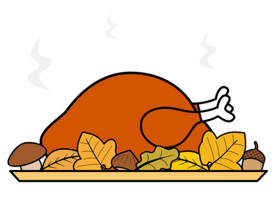 可爱的卡通感恩节烤火鸡矢量图图片