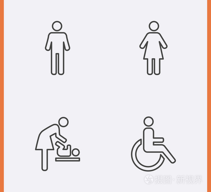 洗手间图标细线样式插画-正版商用图片1pznxi-摄图新视界