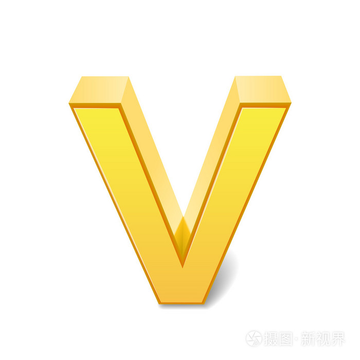 3d 黄色字母 V