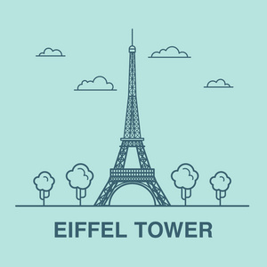 线条艺术插图的埃菲尔铁塔图片