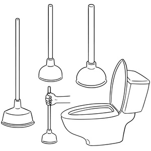 向量集的厕所橡胶泵图片