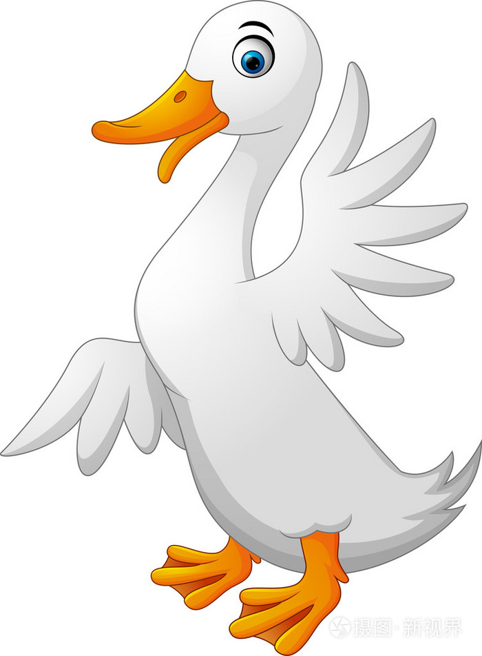 可爱鸭卡通挥舞着