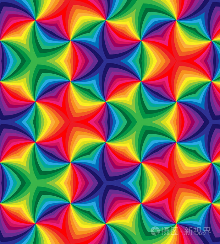 无缝彩虹彩色卷发图案几何色彩丰富的抽象