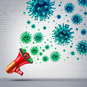 病毒式营销社会的病毒传播照片