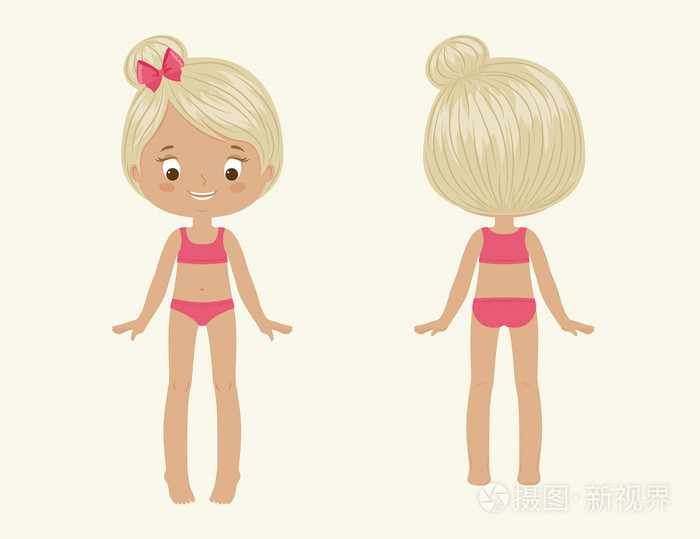 女孩的身体.正面和背面