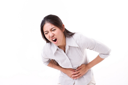 女子因肚子痛,月经痉挛照片