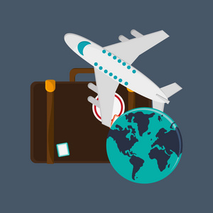 手提箱和与旅行相关的图标图片