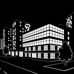 建筑物和街道在夜间的剪影照片