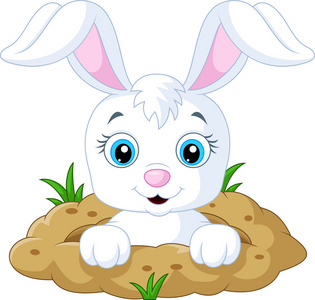 快乐的小兔子卡通洞中图片