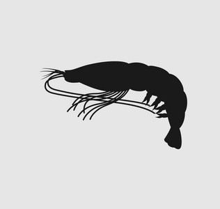 虾剪影矢量插画