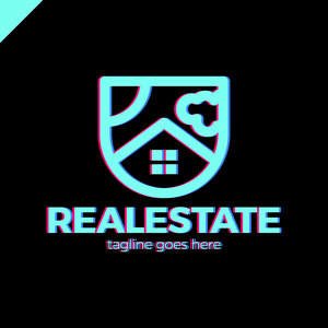 房子挂太阳云房地产业务的盾牌房子图标.自然元素太阳与云.