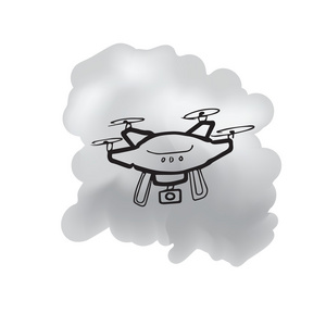 无人机无线电控制卡通绘图插画