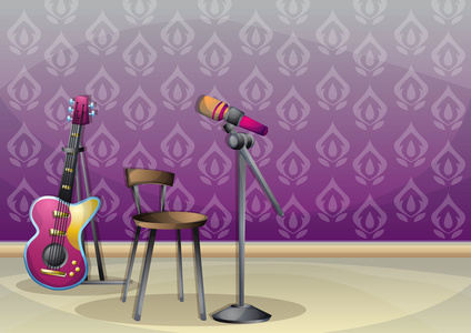 卡通矢量图室内音乐屋子与分层图片