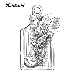 大头菜在砧板上.收获.手工制作的素描照片