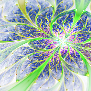 光滑的黑分形花与花粉数码艺术作品的创意图形设计