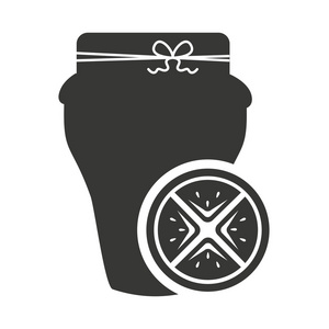 水果罐头在梅森罐子单色剪影