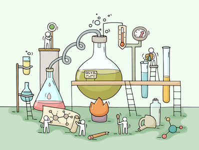 卡通劳动人民劳动人民的化学实验照片