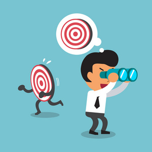 卡通商人寻找目标在错误的方向图片