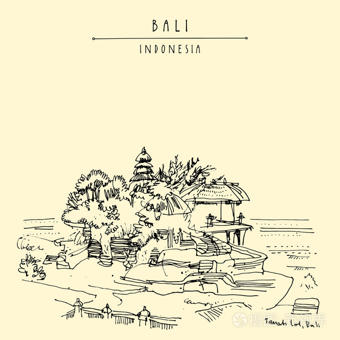 巴厘岛印度教寺庙插画-正版商用图片1q4az1-摄图新视界