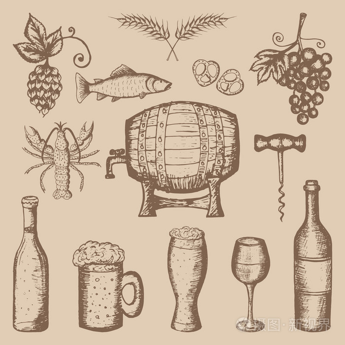 啤酒和葡萄酒系列啤酒和葡萄酒符号