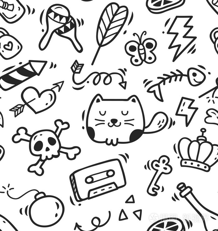 可爱涂鸦无缝背景