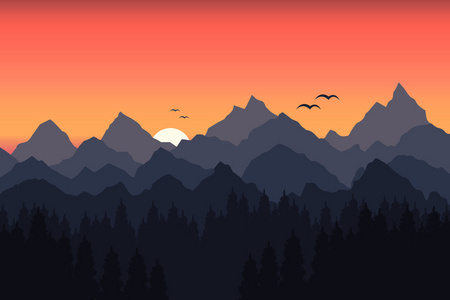 山风景矢量插画照片