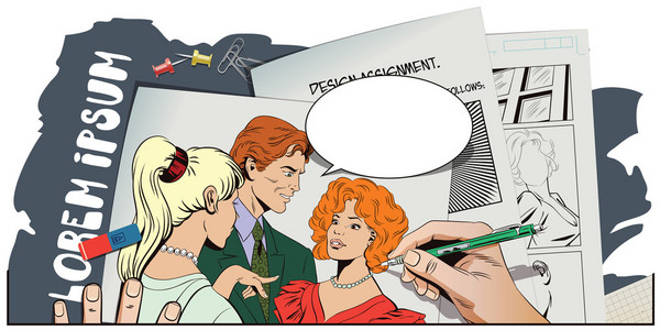 复古风格的人男子和女孩说话