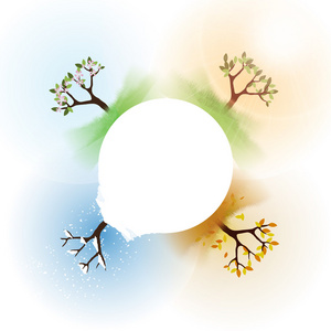 四季春, 夏, 秋, 冬季横幅与抽象树-矢量图照片