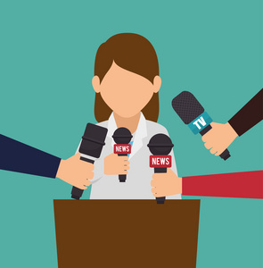 人物访谈对讲台麦克风图形照片