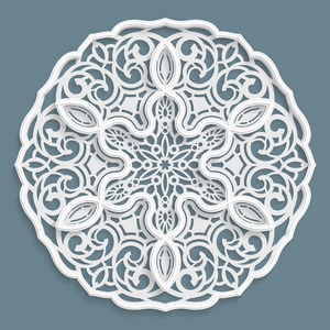阿拉伯对称蕾丝 3d 曼荼罗,圆对称的镂空图案,花边桌巾, 装饰雪花