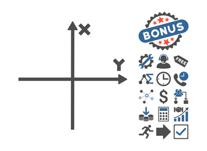 笛卡尔轴平面矢量图标,奖金照片