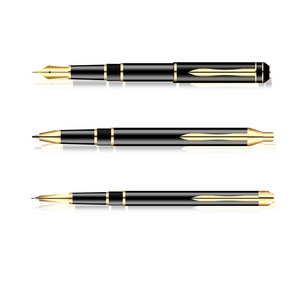 办公室的钢笔句柄孤立在白色背景上的钢笔全自动铅笔照片