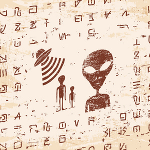 外星人的象形文字刻在石头上照片