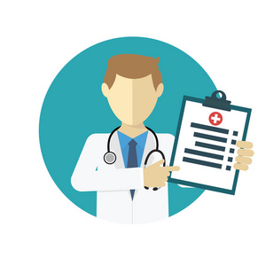 显示的医生诊断插画