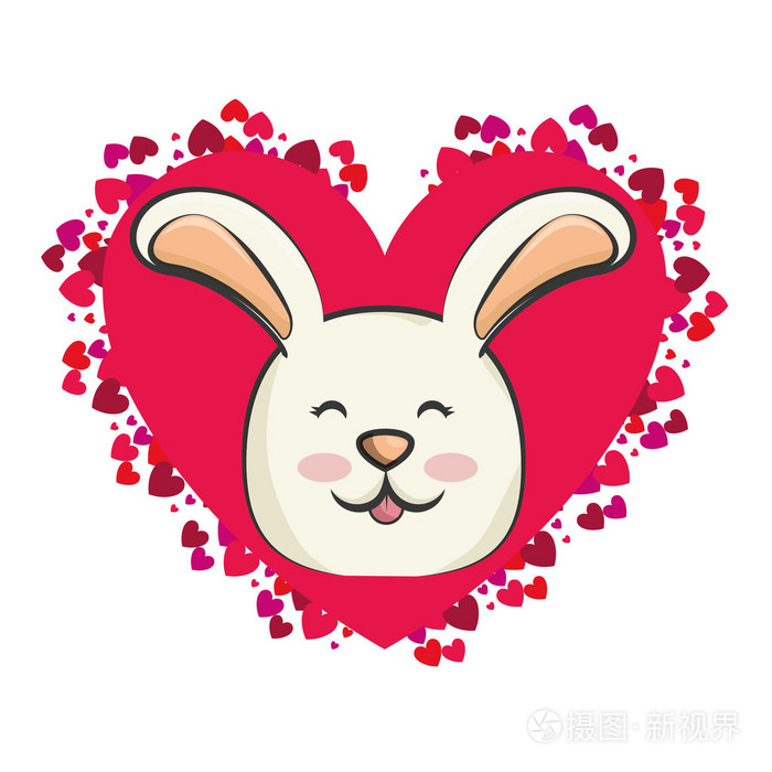 可爱的兔子红色的心
