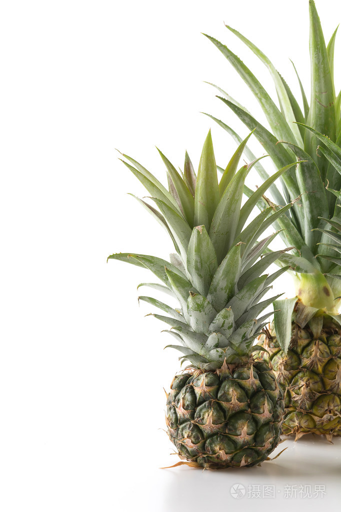 在白色背景上的新鲜菠萝
