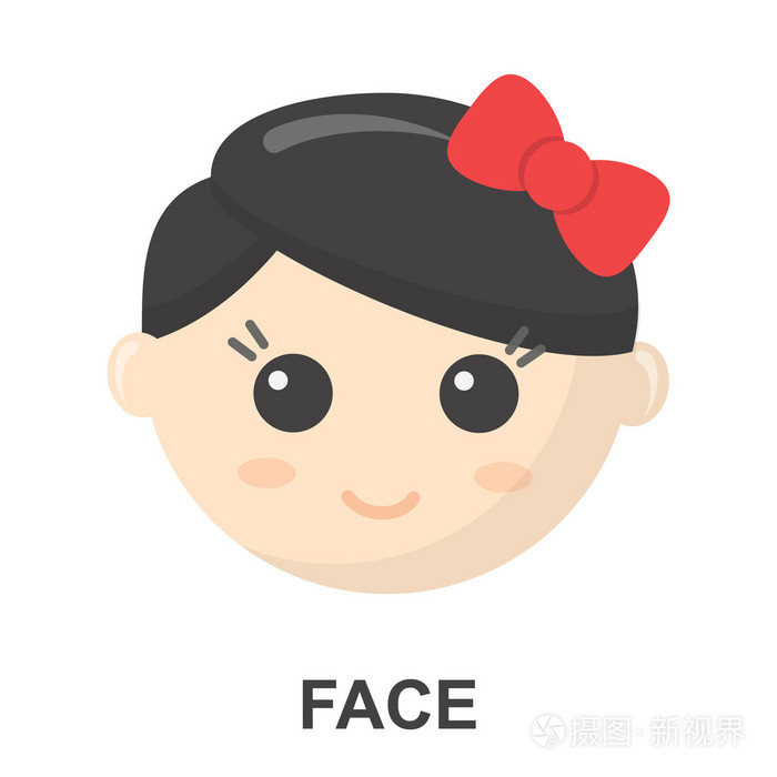 女孩的脸卡通图标针对web和移动设计的插图