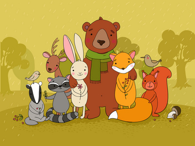 小松鼠字符可爱的小动物的森林照片