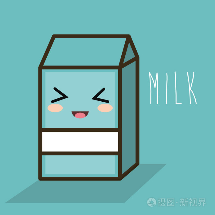 卡通牛奶盒蓝色设计