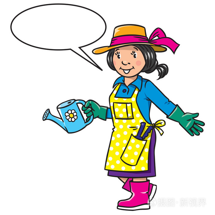 插画 人物 滑稽的女人的园丁.职业装系列.eps