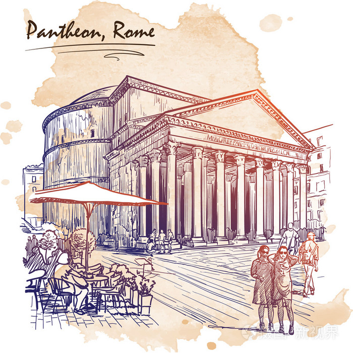 万神殿背景上的素描插画-正版商用图片1q7wa3-摄图新视界