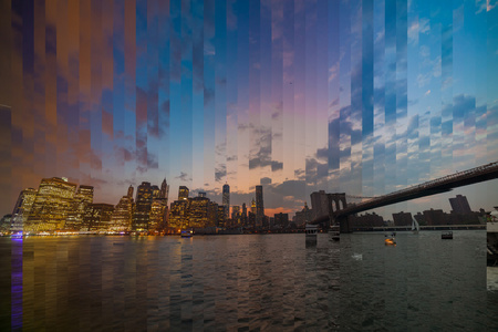 黄昏的市中心曼哈顿天际线图片