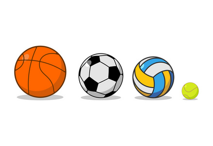 篮球和足球. 网球和排球.照片