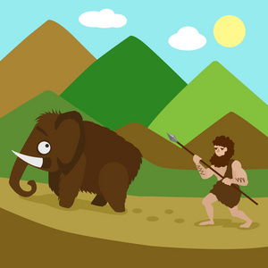 原始人卡通图片-原始人卡通素材-原始人卡通插画-摄图新视界