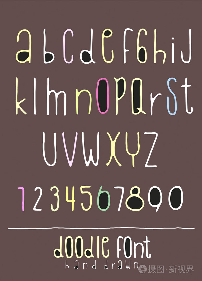 手绘制的字母字体,钢笔描边字母表,现代风格