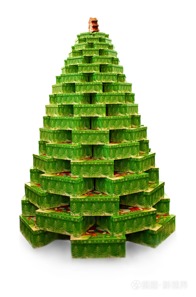 圣诞节树制成的盒子在购物中心