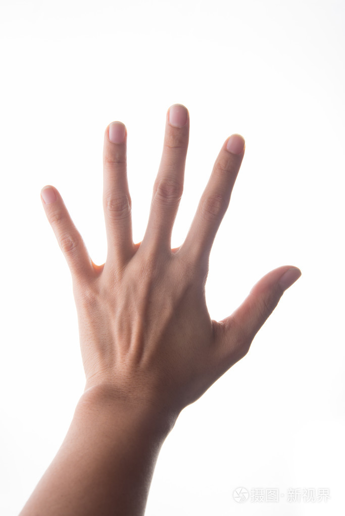 显示5个手指的女人手